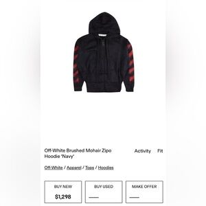 Off-White Black Hoodie with Red Diagonal Sleeve Stripes